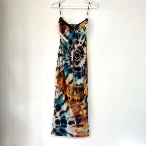 Zara Tulle Tie Dye Strapless Form Fitting Midi Maxi Dress Bloggers Fave, Size S - Picture 11 of 16
